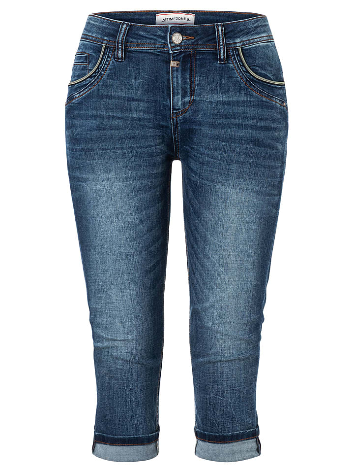 Timezone Rybaczki dżinsowe "Tali" - Slim fit - w kolorze granatowym rozmiar: W32