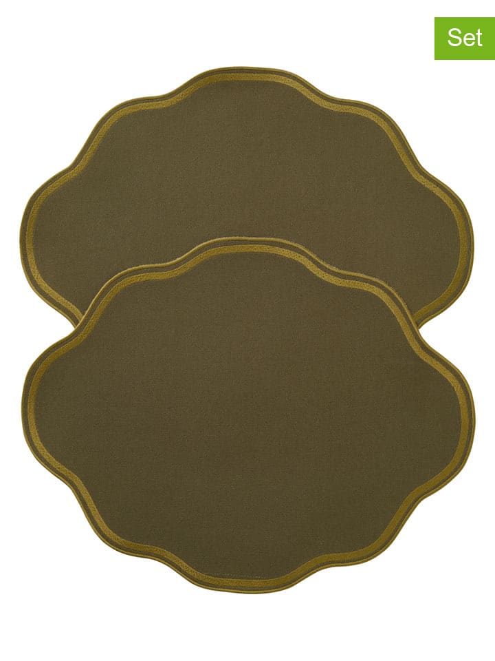 Ellos Home Podkładki stołowe (2 szt.) "Peggy" w kolorze khaki - 27 x 47 cm rozmiar: onesize