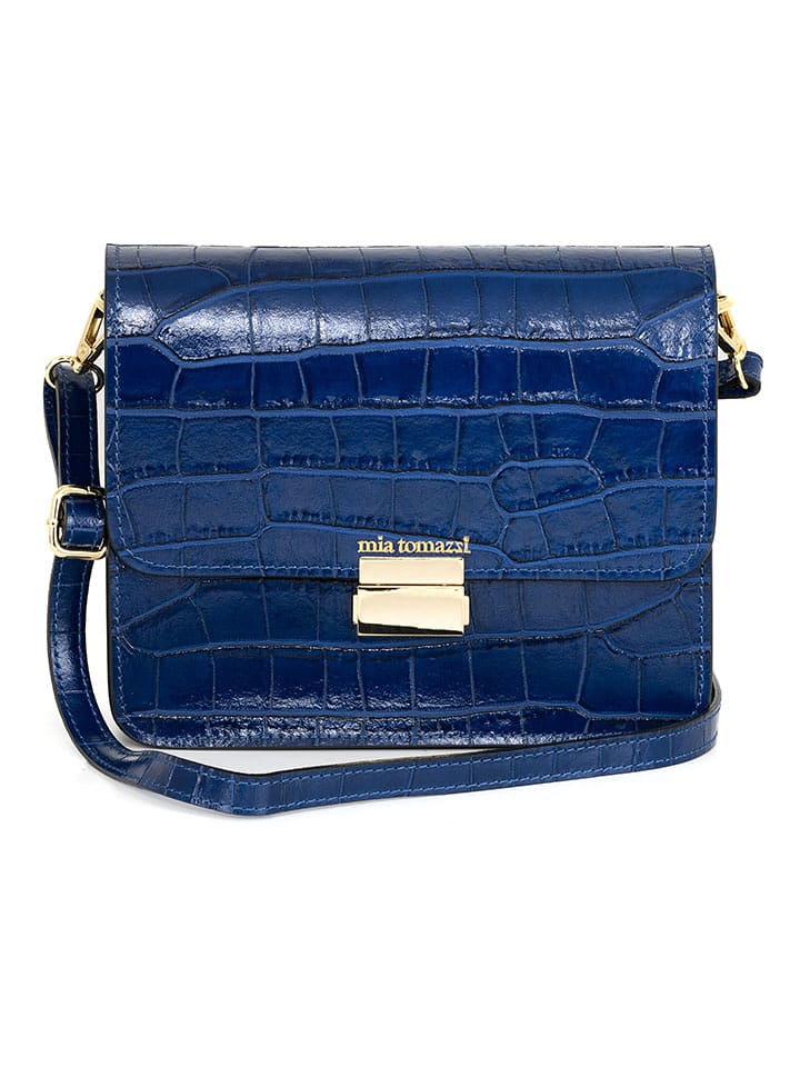 Mia Tomazzi Skórzana torebka w kolorze granatowym - 23 x 18 x 7 cm rozmiar: onesize