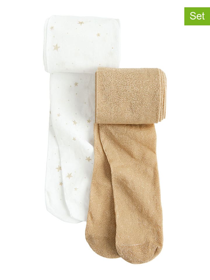 COOL CLUB Rajstopy (2 pary) w kolorze beżowym i białym rozmiar: 104/110