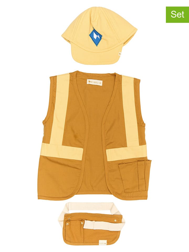 FABELAB 3-częściowy kostium "Builder" w kolorze jasnobrązowym rozmiar: 116