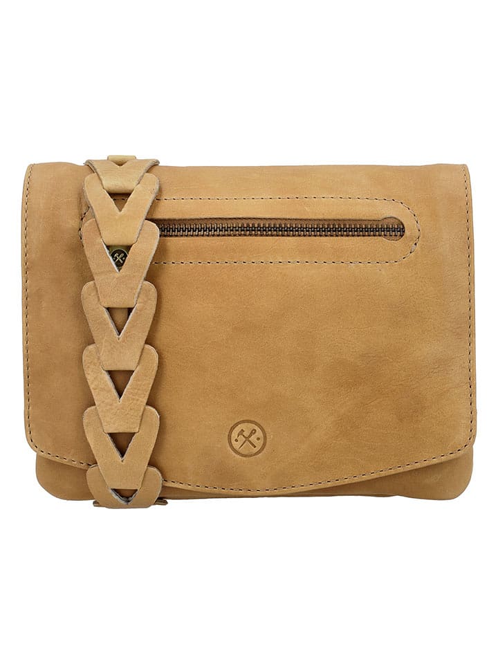 HIDE & STITCHES Skórzana torebka w kolorze musztardowym - 21 x 17 x 4 cm rozmiar: onesize