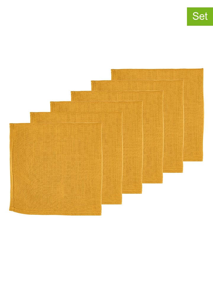 Björn Serwetki (6 szt.) w kolorze musztardowym - 40 x 40 cm rozmiar: onesize