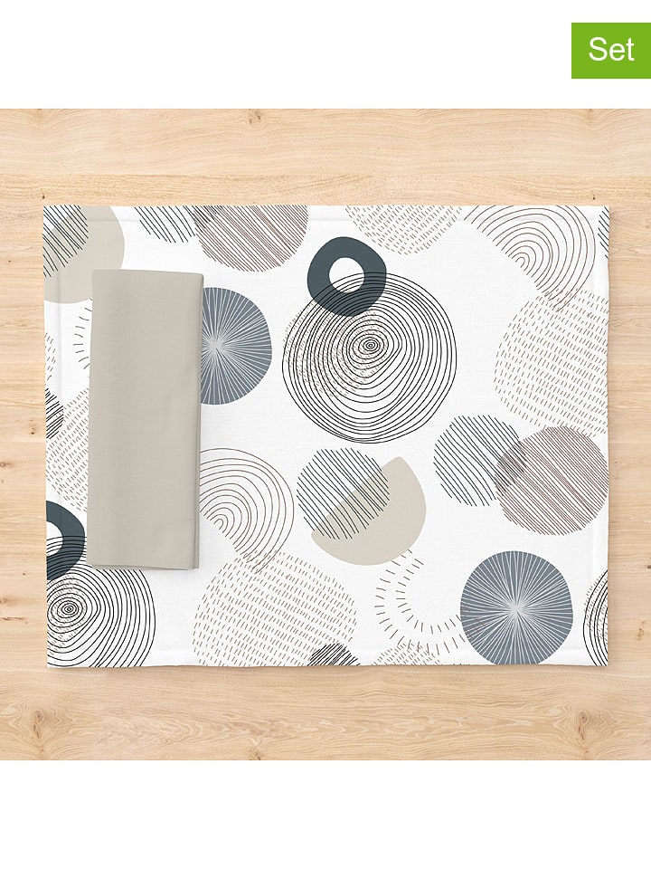 Mint Rugs Podkładki stołowe (2 szt.) w kolorze biało-niebiesko-szarym - 50 x 40 cm rozmiar: onesize