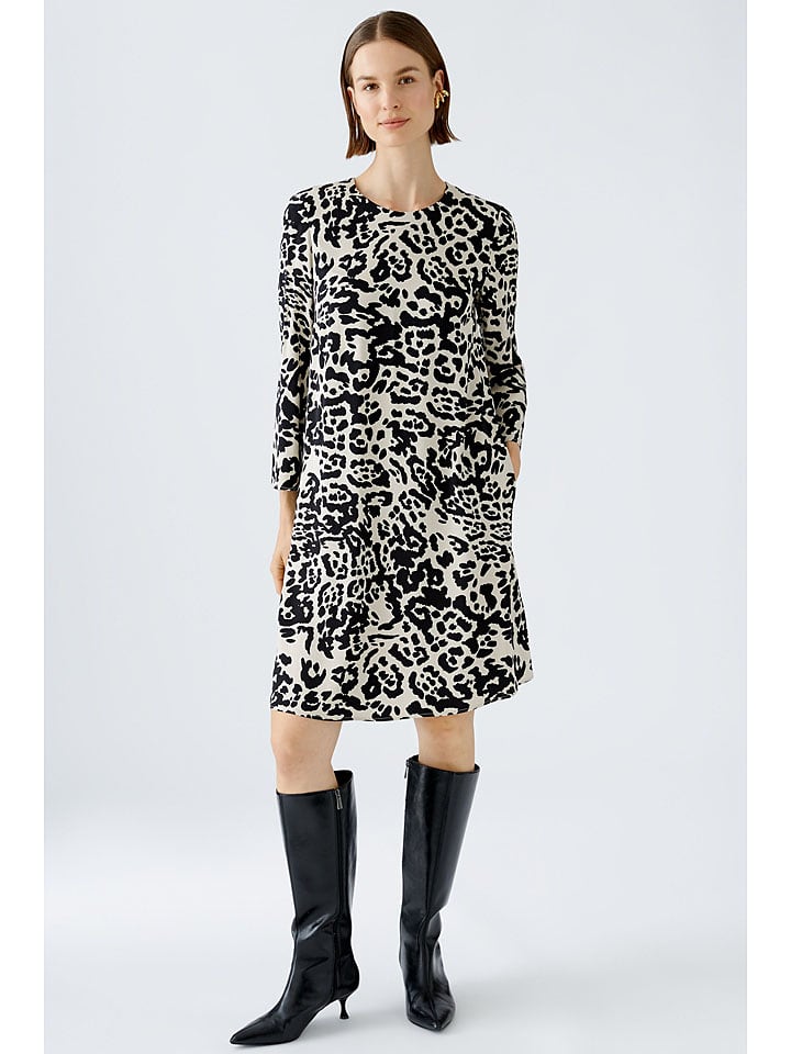 Oui Sukienka w kolorze kremowo-czarnym rozmiar: 34