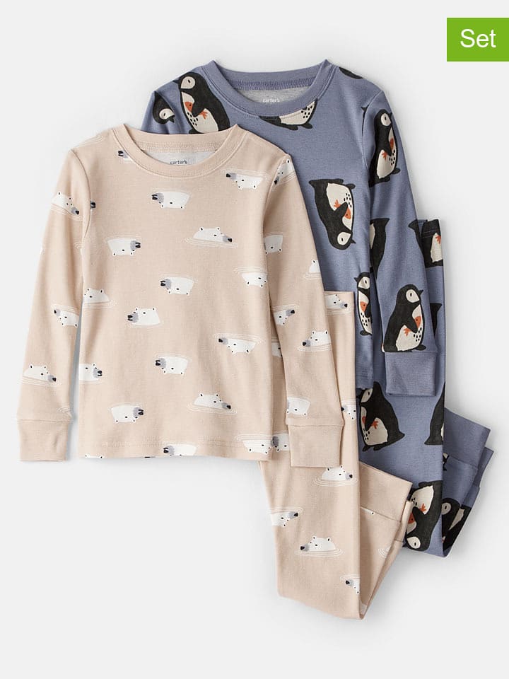 carter's Piżamy (2 szt.) w kolorze niebiesko-beżowo-czarnym rozmiar: 98