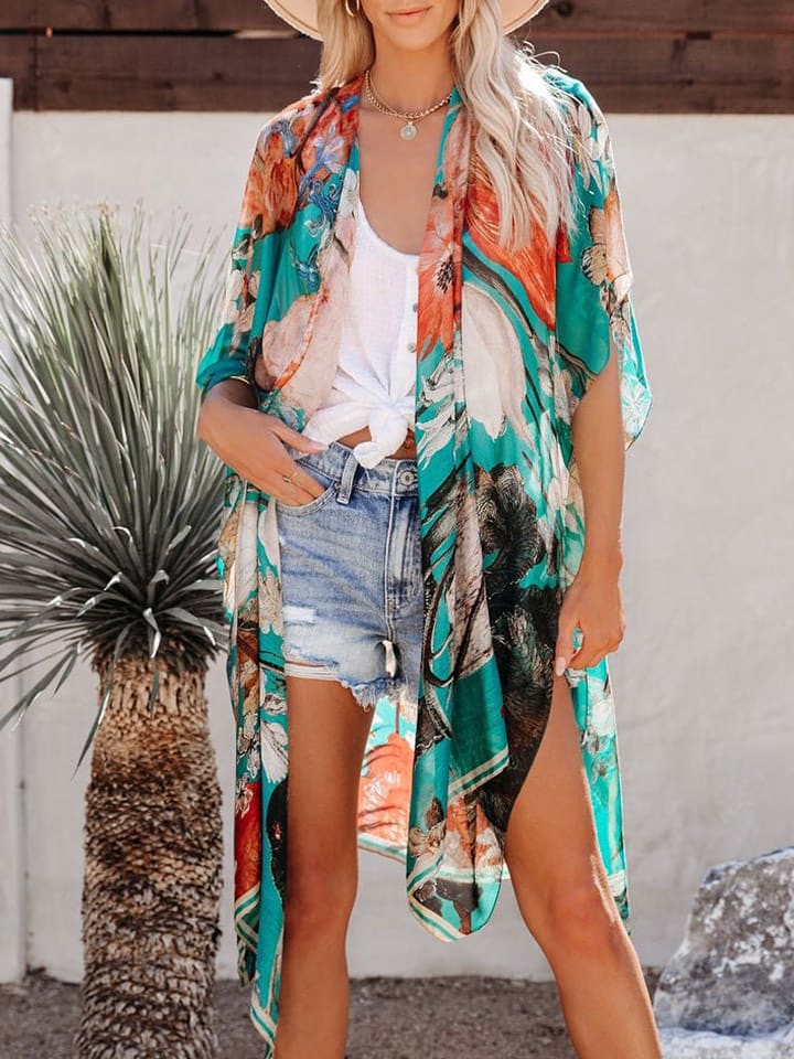 Milan Kiss Narzutka w kolorze zielonym ze wzorem rozmiar: M