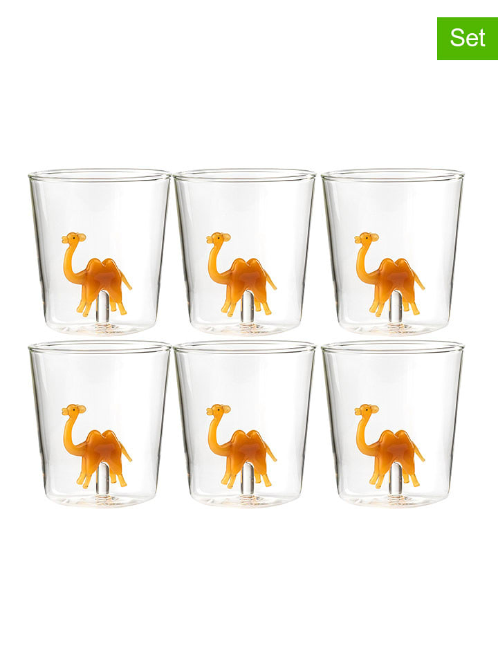 Onlylux Szklanki (6 szt.) "Savana Family" w kolorze pomarańczowym - wys. 9,3 cm rozmiar: onesize