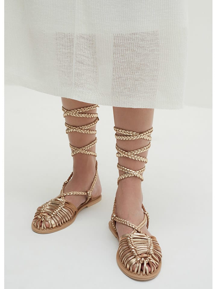 STEFANEL Skórzane półsandały w kolorze złotym rozmiar: 38