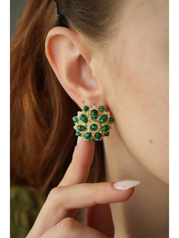 Pierres delicates Pozłacane kolczyki z malachitami rozmiar: onesize