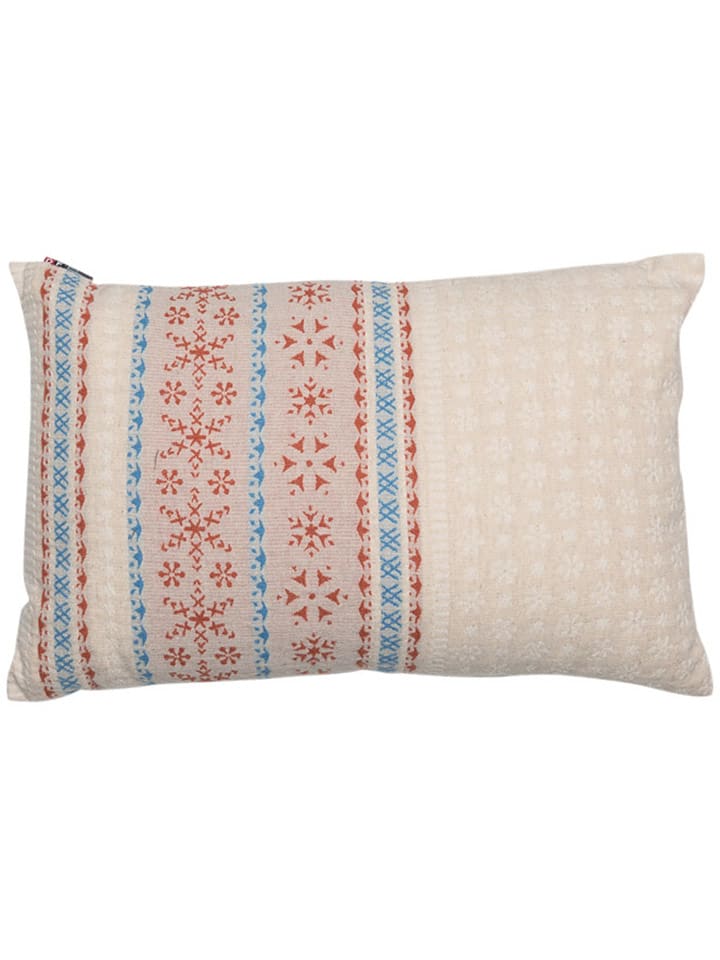 David Fussenegger Poszewka "Lino" w kolorze beżowo-czerwono-błękitnym na poduszkę rozmiar: 60x40 cm