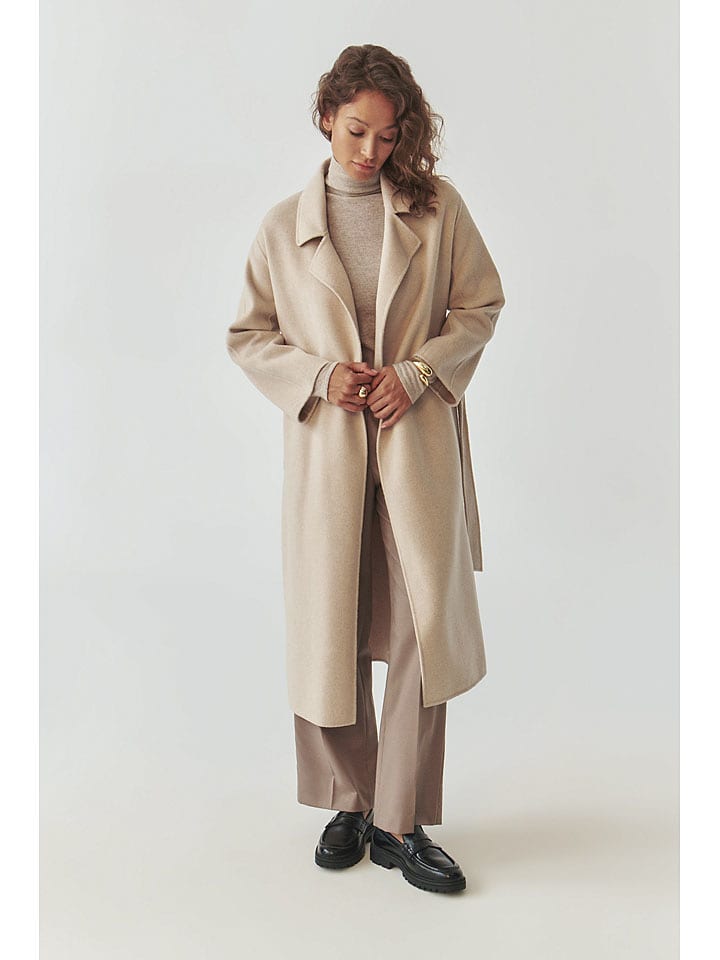 TATUUM Wełniany płaszcz w kolorze beżowym rozmiar: XL