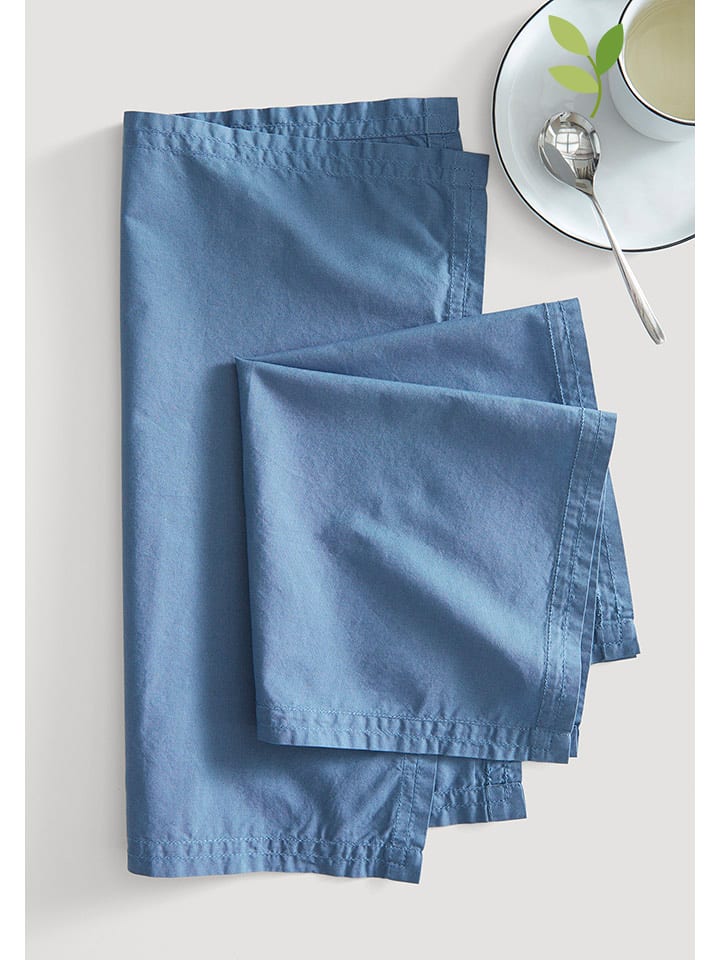 Hessnatur Perkalowe serwetki (2 szt.) w kolorze niebieskim rozmiar: 40x40 cm