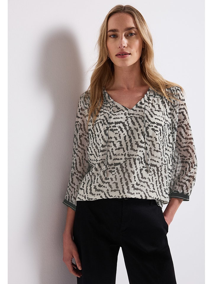 Street One Bluzka w kolorze beżowo-czarnym rozmiar: 36