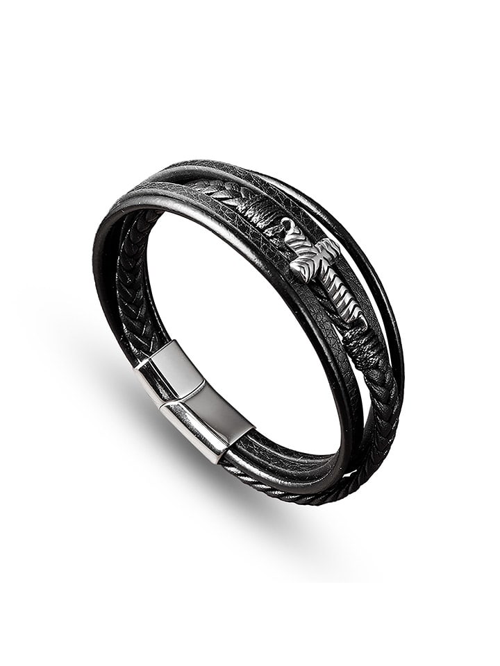 Uomo Skórzana bransoletka z elementem ozdobnym rozmiar: onesize