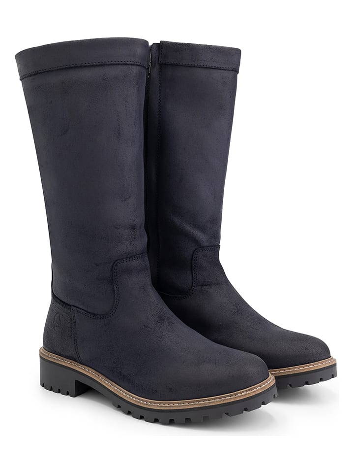 TRAVELIN' Skórzane kozaki "Varde" w kolorze granatowym rozmiar: 41