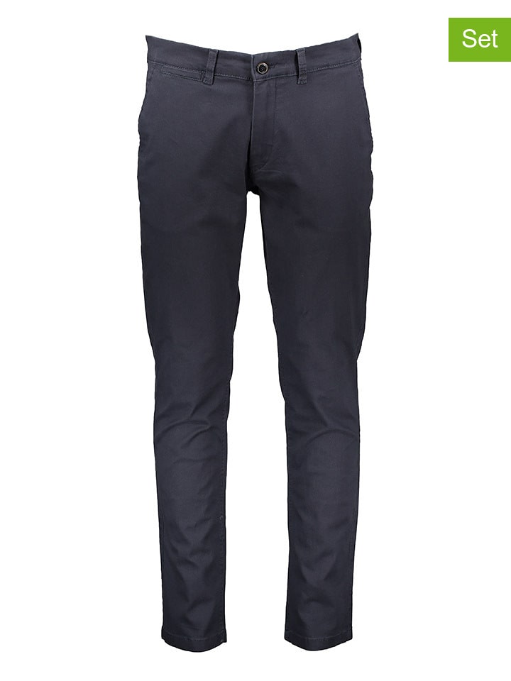 Jack & Jones Spodnie chino (2 pary) w kolorze beżowym i granatowym rozmiar: W33/L32