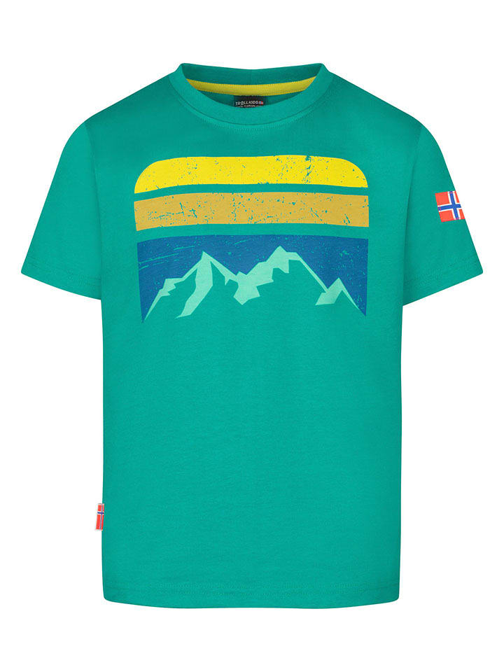Trollkids Koszulka "Falketind T" w kolorze turkusowym rozmiar: 152