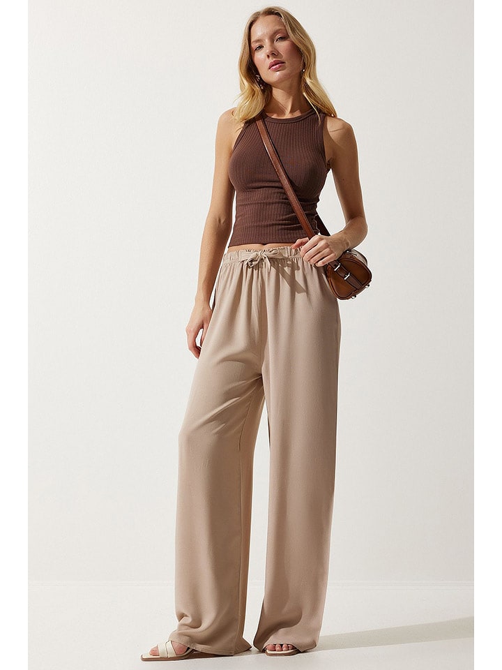 Happiness Istanbul Spodnie w kolorze beżowym rozmiar: 38