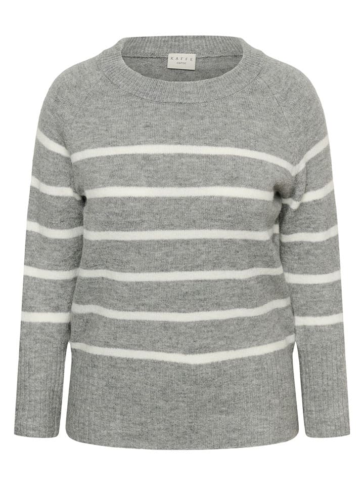 KAFFE curve Sweter "Erina" w kolorze szaro-białym rozmiar: XL