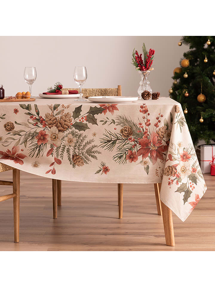 Mint Rugs Obrus "Christmas Cava" w kolorze kremowym ze wzorem rozmiar: 155x200 cm