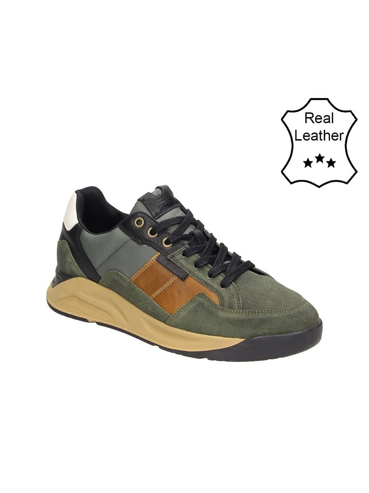 Bullboxer Skórzane sneakersy w kolorze oliwkowo-błękitno-czarnym rozmiar: 45