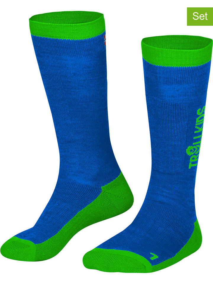 Trollkids Skarpety narciarskie (2 pary) "Kids Ski" w kolorze niebieskim rozmiar: 39-42