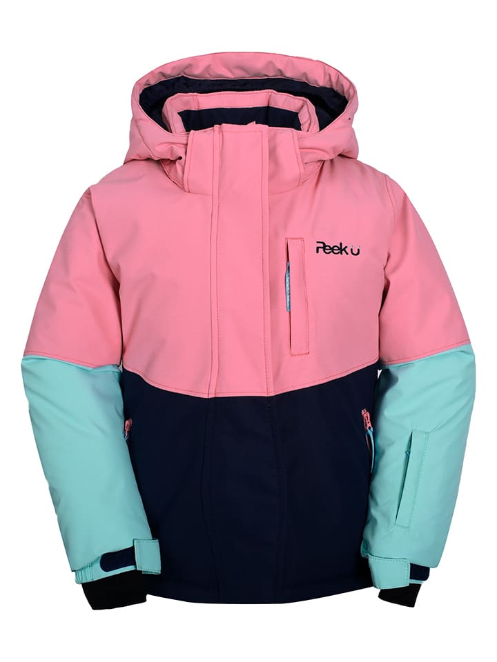 Peek U Kurtka narciarska "Ciel" w kolorze jasnoróżowo-miętowym rozmiar: 128