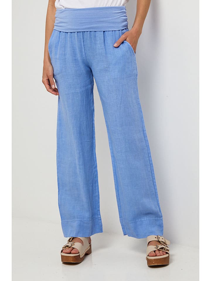Lin Passion Lniane spodnie w kolorze błękitnym rozmiar: 36/38