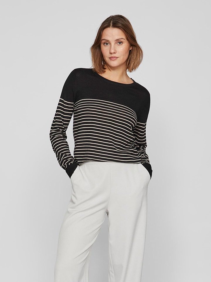 Vila Koszulka w kolorze beżowo-czarnym rozmiar: XS