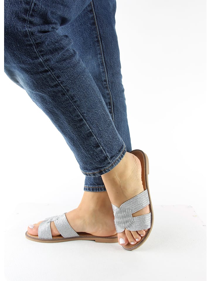 Sixth Sens Klapki w kolorze srebrnym rozmiar: 40