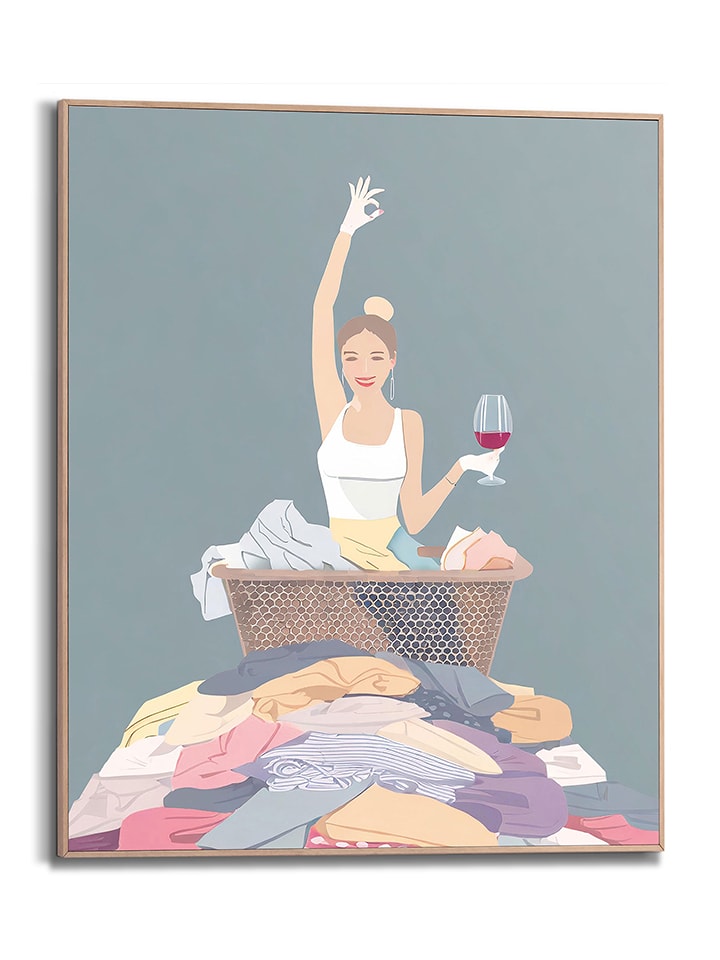 Orangewallz Druk artystyczny "Laundry Wine" w ramce rozmiar: 40x50 cm