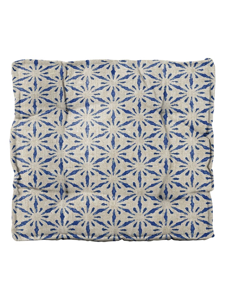 Madre Selva Poduszka "Manises" w kolorze beżowo-niebieskim do siedzenia - 37 x 37 cm rozmiar: onesize