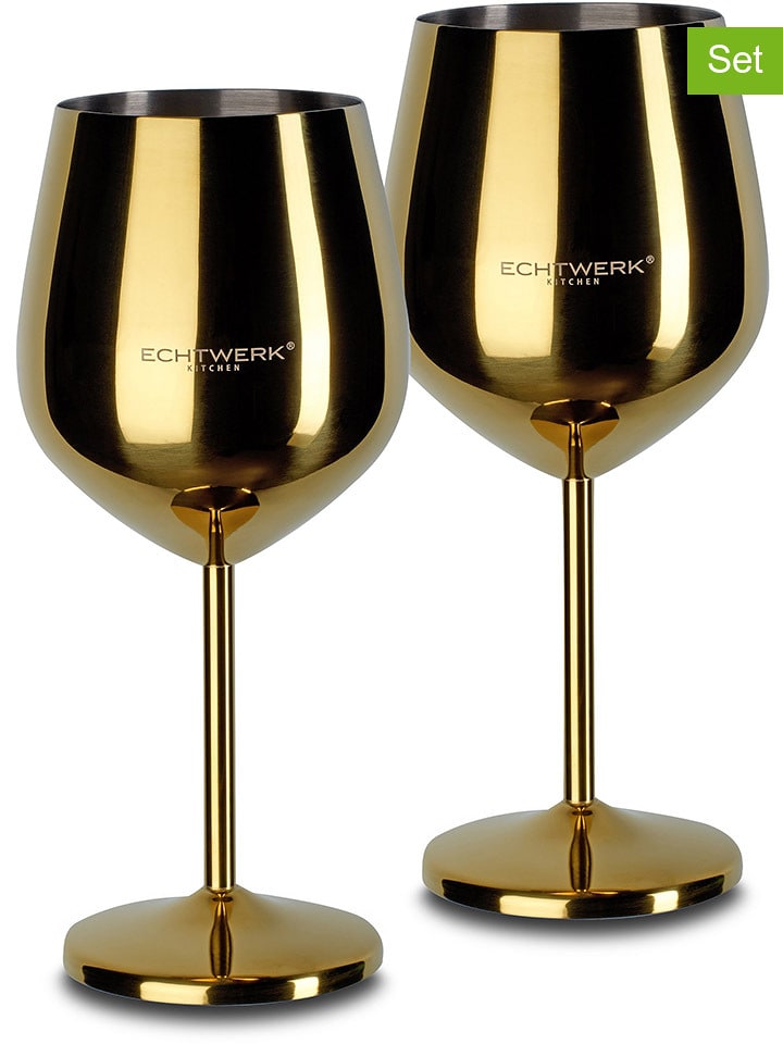 Echtwerk Kieliszki (2 szt.) w kolorze złotym do wina - 500 ml rozmiar: onesize
