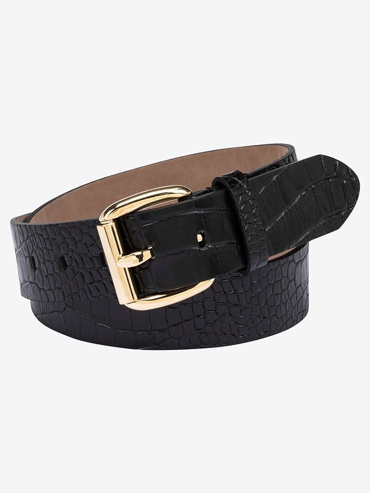 More & More Skórzany pasek w kolorze złoto-czarnym rozmiar: 80