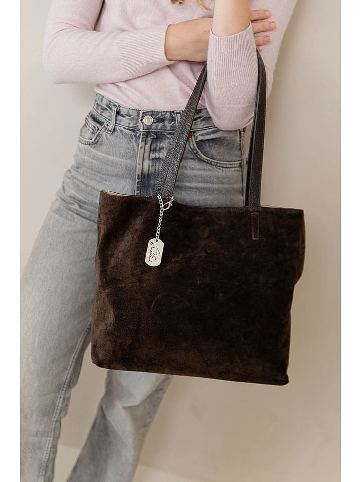 Anna Morellini Skórzana torebka "Fiorisa" w kolorze brązowym - 34 x 30 x 14 cm rozmiar: onesize