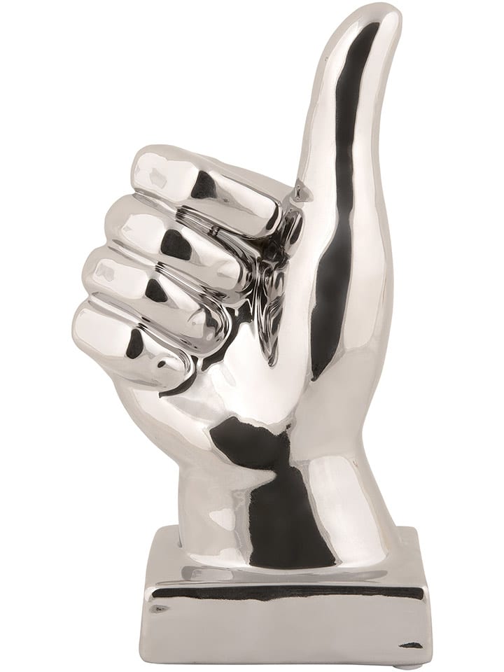 Present Time Dekoracja "Okay" w kolorze srebrnym - wys. 20,8 cm rozmiar: onesize