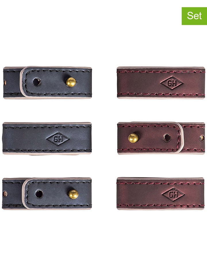 Gentlemen's Hardware Organizatory (6 szt.) w kolorze bordowo-granatowym do kabli - dł. 13 cm rozmiar: onesize