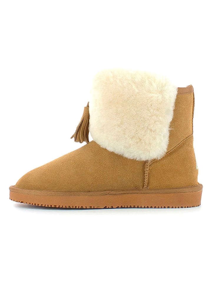 NICEBAY Skórzane botki zimowe "Nechako" w kolorze jasnobrązowym rozmiar: 40