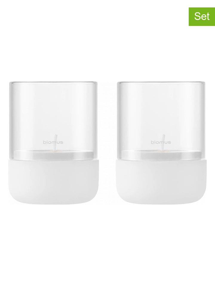 Blomus Świeczniki (2 szt.) "Calma" w kolorze białym - wys. 9 x Ø 7 cm rozmiar: onesize