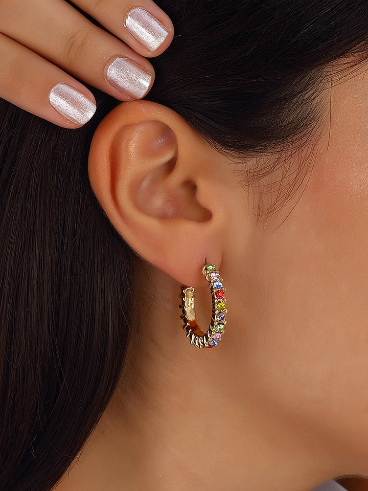 Nakkash Pozłacane kolczyki-kreole z cyrkoniami rozmiar: onesize