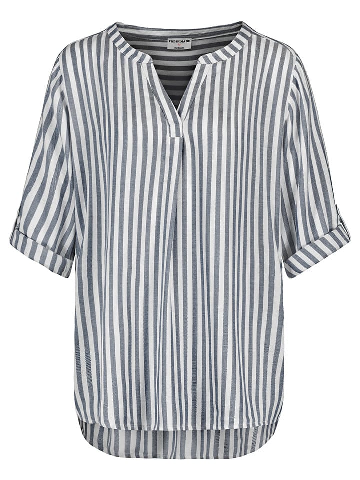 Fresh Made Bluzka w kolorze granatowo-białym rozmiar: M