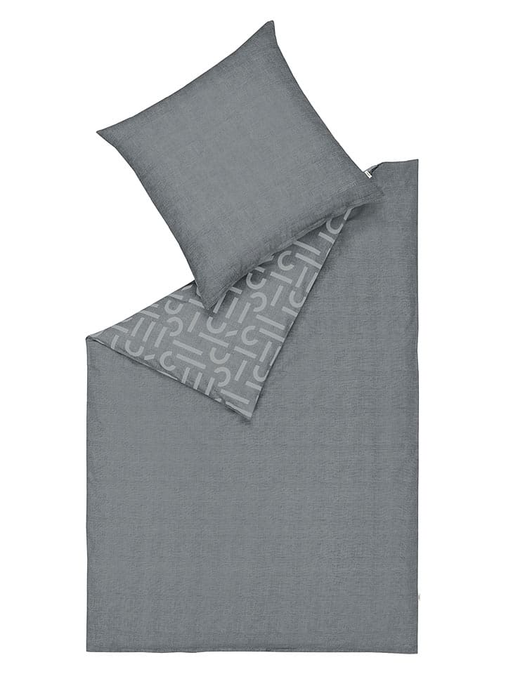 ESPRIT Komplet pościeli flanelowej "Scatter" w kolorze antracytowym rozmiar: 155x220 cm