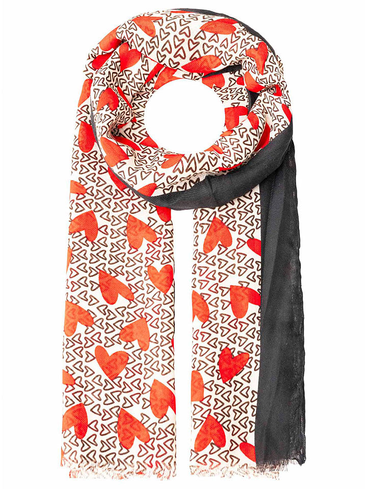 Zwillingsherz Szal w kolorze beżowo-czerwono-czarnym - 180 x 60 cm rozmiar: onesize