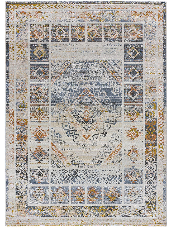 Atticgo Dywan "Kilis" w kolorze kremowo-pomarańczowo-niebieskim rozmiar: 77x150 cm