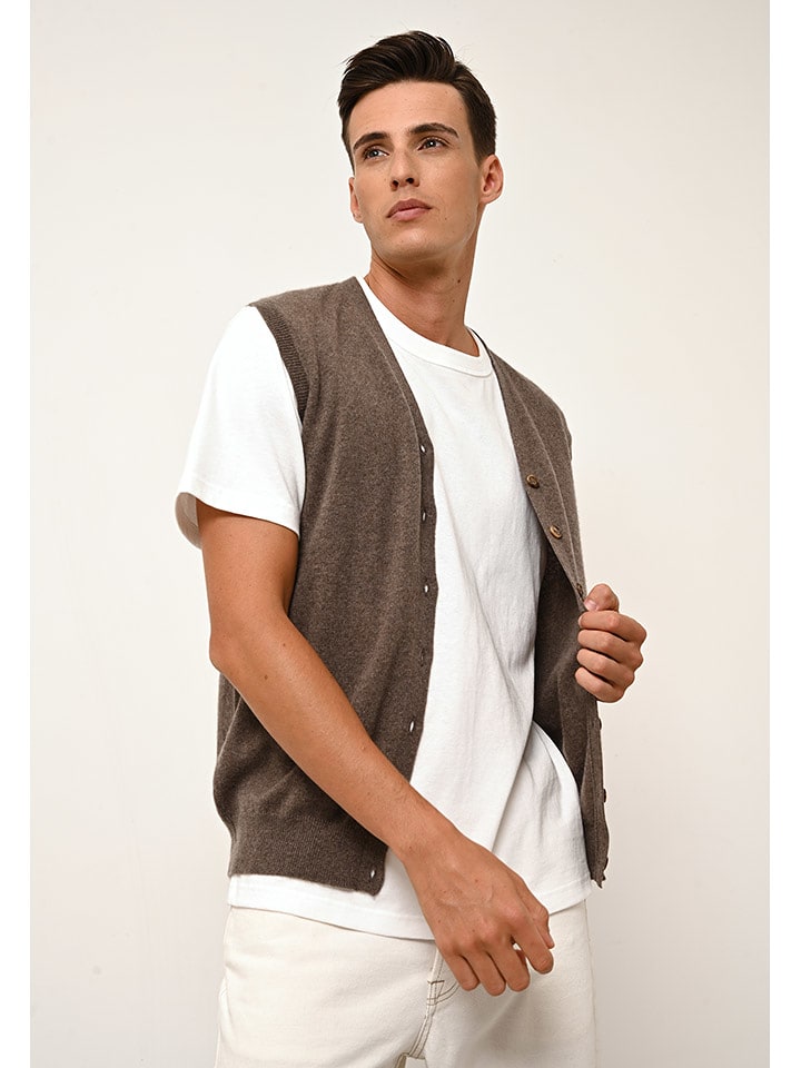 Just Cashmere Kaszmirowa kamizelka "Lana" w kolorze brązowym rozmiar: L