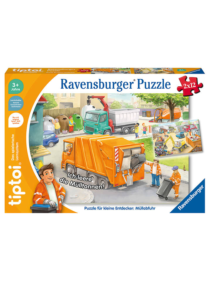 Ravensburger Puzzle tiptoi® (2x12) "Zbiórka odpadów" - 3+ rozmiar: onesize
