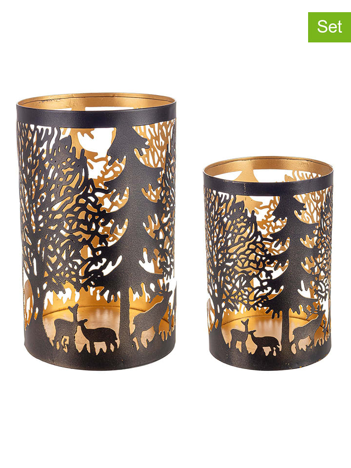 Bizzotto Świeczniki (2 szt.) "Reindeer" w kolorze czarnym rozmiar: onesize