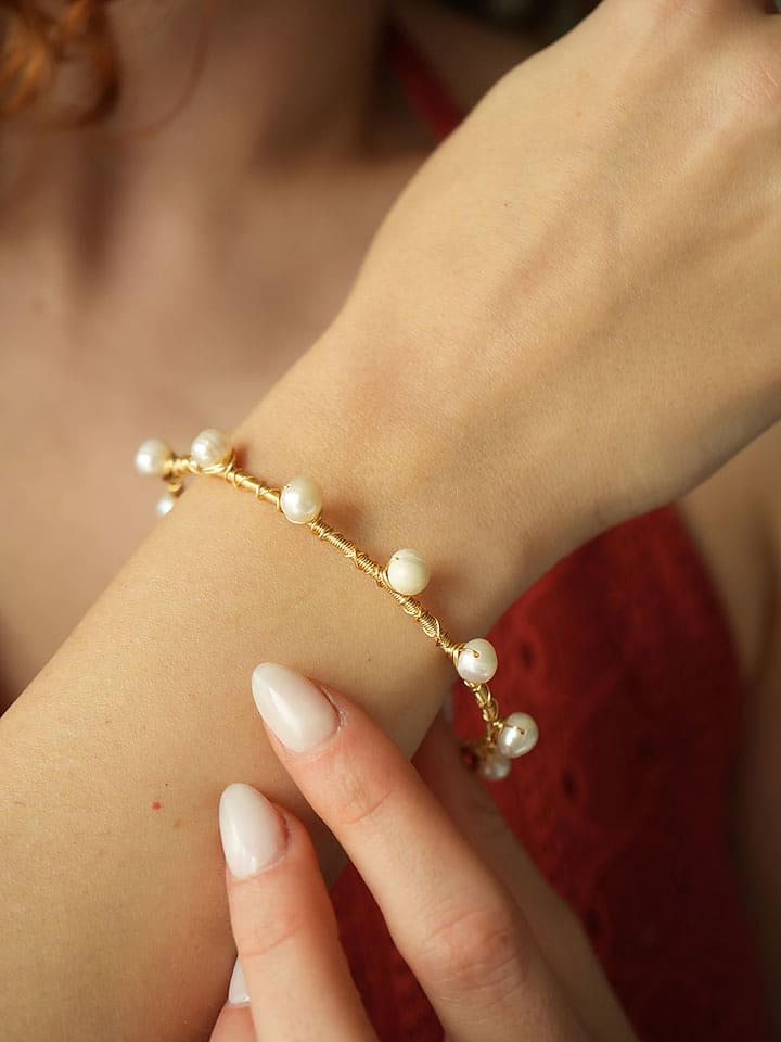 Pierres de Jade Pozłacana bransoletka z perłami rozmiar: onesize