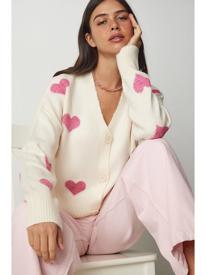 Happiness Istanbul Kardigan w kolorze kremowym rozmiar: S/M